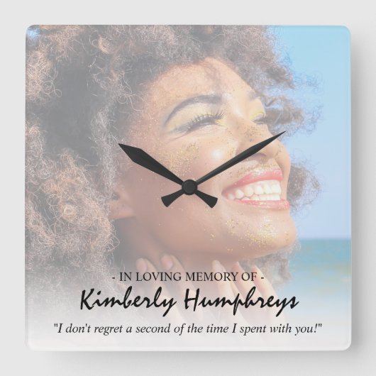 記念モダン引用文写真 スクエア壁時計 (正面)