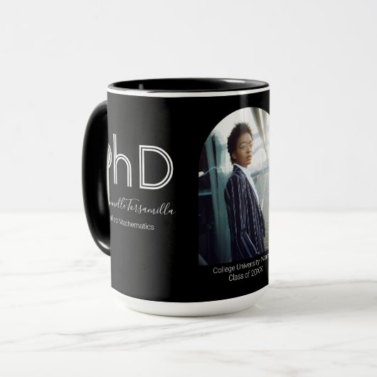 記念モダン白黒写真博士後期課程 マグカップ (正面左)