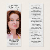 記念モダン祈りの言葉カード葬儀ブックマークマーブル (正面&裏面)