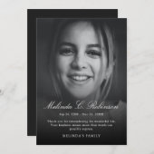 記念モダン葬式の死別悔やみや弔慰写真 サンキューカード (正面/裏面)