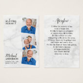 記念モダン葬式祈りの言葉カード3写真 (正面&裏面)