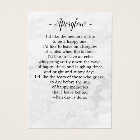 記念モダン葬式祈りの言葉カード3写真 (裏面)