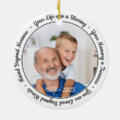 記念モダン記念パーソナライズされた2枚 セラミックオーナメント (裏面)