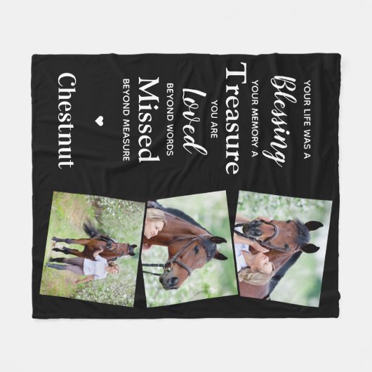 記念モダン記念パーソナライズされた3枚 フリースブランケット (正面(横))