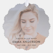 記念モダン記念悔やみや弔慰献上品の写真 オーナメントカード (裏面)