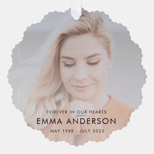 記念モダン記念悔やみや弔慰献上品の写真 オーナメントカード (正面)