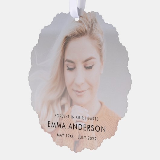 記念モダン記念悔やみや弔慰献上品の写真 オーナメントカード (左)