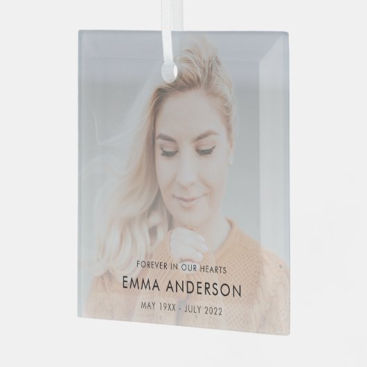 記念モダン記念悔やみや弔慰献上品の写真 ガラスオーナメント (正面左)