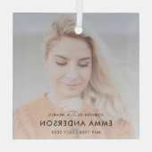 記念モダン記念悔やみや弔慰献上品の写真 ガラスオーナメント (裏面)