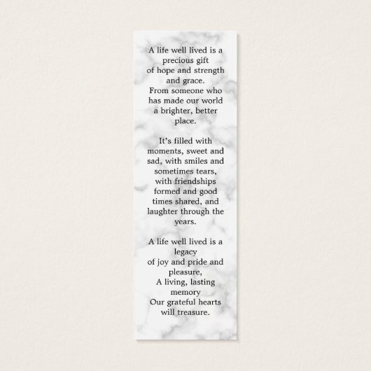 記念モダン詩大理石葬式しおり (裏面)