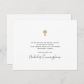 記念モダン金ゴールド十字 サンキューカード (正面/裏面)