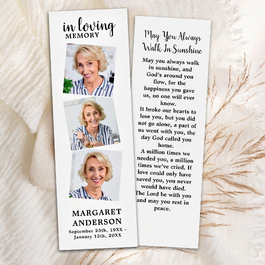 記念モダン3写真葬儀詩ブックマーク