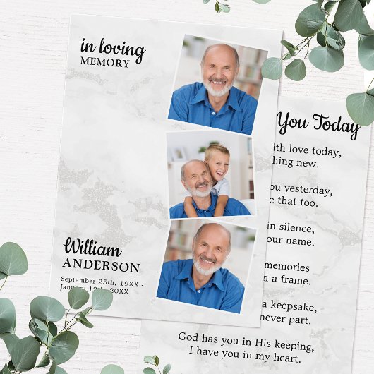 記念モダン3写真葬式祈りの言葉カード