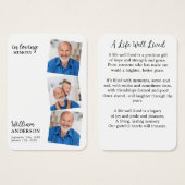 記念モダン3写真葬式祈りの言葉カード (正面&裏面)