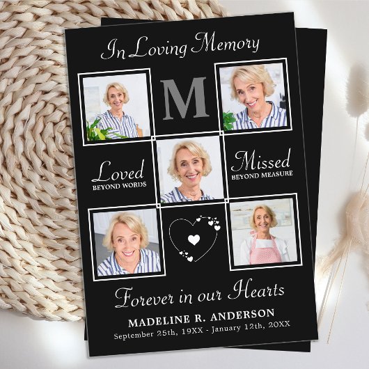 記念モダン5写真葬式祈りの言葉カード