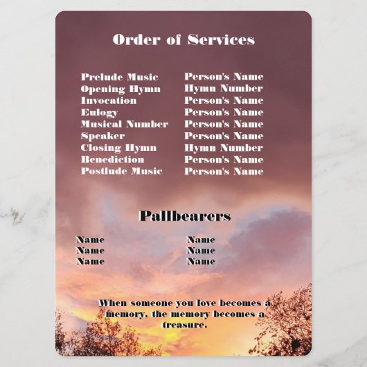 記念事業赤い夕日と木の写真 プログラム (裏面)