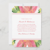 記念写真ありがとう – ピンクの水の色のスプラッシュ 招待状 (裏面)