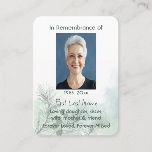 記念写真お祝いの命の形見 名刺 (正面)