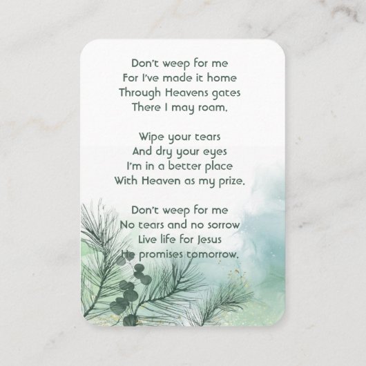 記念写真お祝いの命の形見 名刺 (裏面)