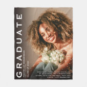 記念写真と引用文卒業ギフト フリースブランケット (正面)