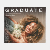 記念写真と引用文卒業ギフト フリースブランケット (正面(横))