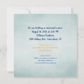 記念写真の追加青い花枠 招待状 (裏面)