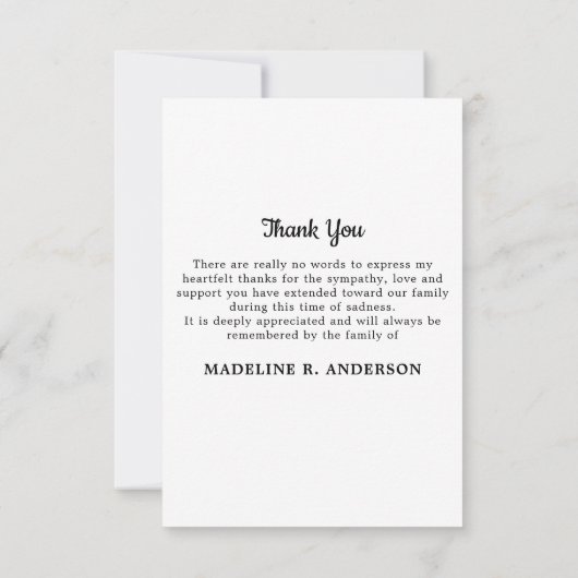 記念写真エレガントコラージュ悔やみや弔慰葬儀 サンキューカード (裏面)
