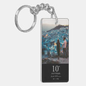 記念写真カスタムのシックな結婚白黒 キーホルダー (正面左)