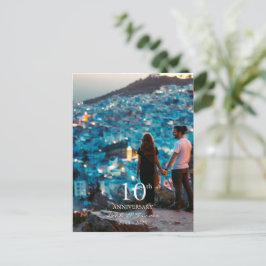 記念写真カスタムのシック結婚なホワイトフォント シーズンポストカード