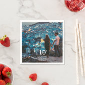 記念写真カスタムのシック結婚なホワイトフォント スタンダードカクテルナプキン (インサイチュ)