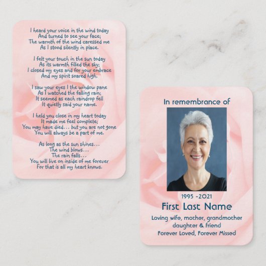 記念写真カスタムピンクローズフラワーガーデン 名刺 (正面/裏面)