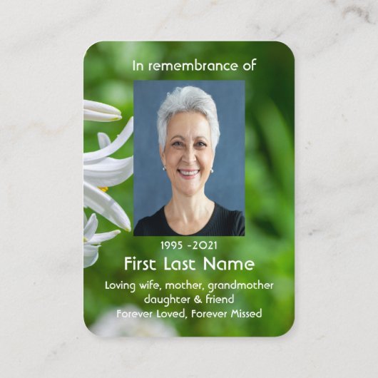 記念写真カスタム白ゆり園の花 名刺 (裏面)