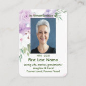 記念写真カスタム紫のバラ花 名刺 (裏面)