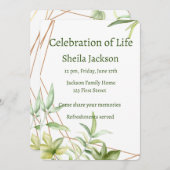 記念写真カスタム緑の葉植物画 招待状 (正面/裏面)