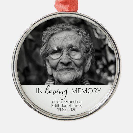 記念写真ギフトクリスマス，愛する記憶の メタルオーナメント (正面)