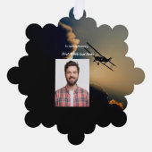 記念写真クリスチャンパイロット飛んでいる機 オーナメントカード (正面)