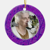 記念写真クリスマスオーナメントパープル セラミックオーナメント (正面)