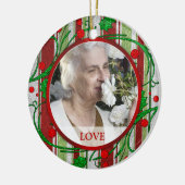 記念写真クリスマスオーナメント – ホリーベリー セラミックオーナメント (左)