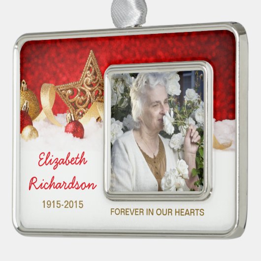 記念写真クリスマスクリスマス星飾り シルバープレートフレームオーナメント (左)