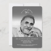 記念写真グレーの医師の葬儀招待状 招待状 (正面)