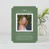 記念写真サンキューカード-エレガント緑 招待状 (スタンド正面)