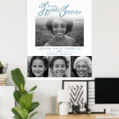 記念写真ハートで葬儀灰色の白 ポスター (ホームオフィス)