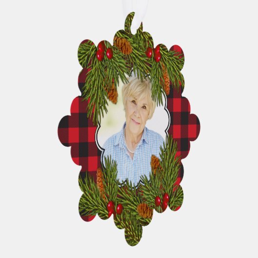 記念写真バッファロープライド松の枝クリスマス オーナメントカード (右)