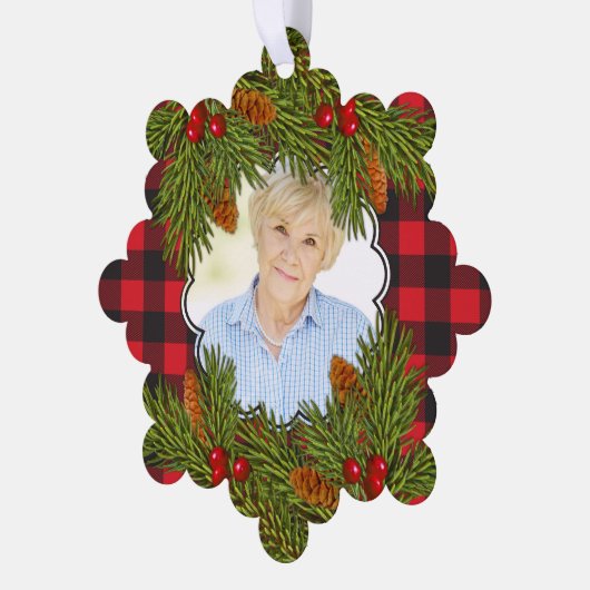 記念写真バッファロープライド松の枝クリスマス オーナメントカード (左)