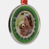 記念写真パーソナライズされたクリスマス メタルオーナメント (右)