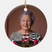 記念写真パーソナライズされたフローラ セラミックオーナメント (裏面)