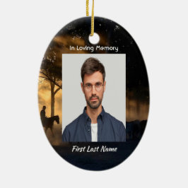 記念写真フォレストトレイル歩く馬 セラミックオーナメント