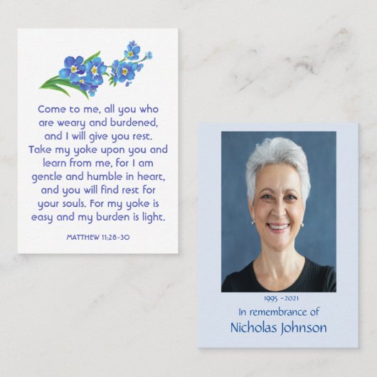 記念写真忘れ祈りの言葉 – 庭ではない花 名刺 (正面/裏面)