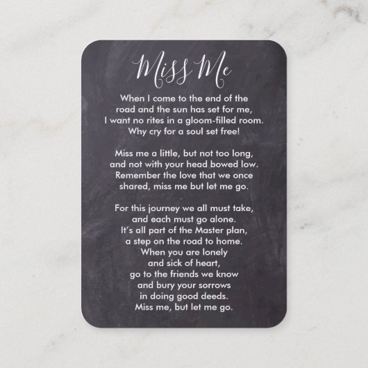 記念写真悔やみや弔慰歌葬式祈りの言葉カード コーリングカード (裏面)