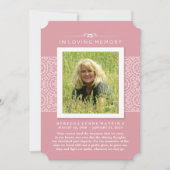 記念写真感謝ピンクエレガントはたぶん詩 招待状 (正面)